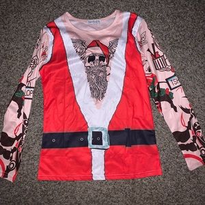 Men’s med funny tattoo Santa shirt